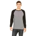 thumbnail image 1 of BELLA + CANVAS 3000C MEN'S JERSEY LONGSLEEVE BASEBALL TSHIRT, DEEP HEATHR/ BLK, S, 1 of 2