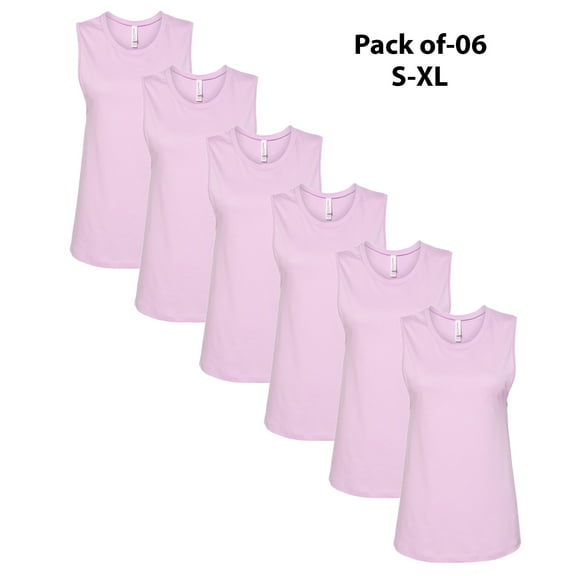 BELLA + CANVAS - 6 Pack Tank Top for Women Made with 4.2 Oz 100% Cotton | Crewneck Lilac color Sleeveless Comfortable Tank - Xl Size