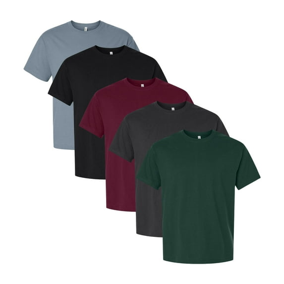 BELLA + CANVAS 6 oz. Heavyweight Tee, 100% Airlume combed and ring-spun Cotton, Short Sleeve Crewneck Tee, Assorted Solid T-shirts (Dark Color 5 Pack, XL)