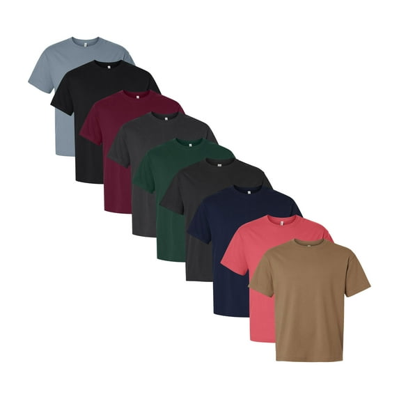 BELLA + CANVAS 6 oz. Heavyweight Tee, 100% Airlume combed and ring-spun Cotton, Short Sleeve Crewneck Tee, Assorted Solid T-shirts (Dark Color 9 Pack, 2XL)