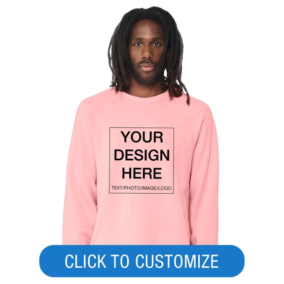 BELLA+CANVAS Adult Crew Neck Personalized Sweatshirt, Create your own Designs, Pink, XL, Unisex