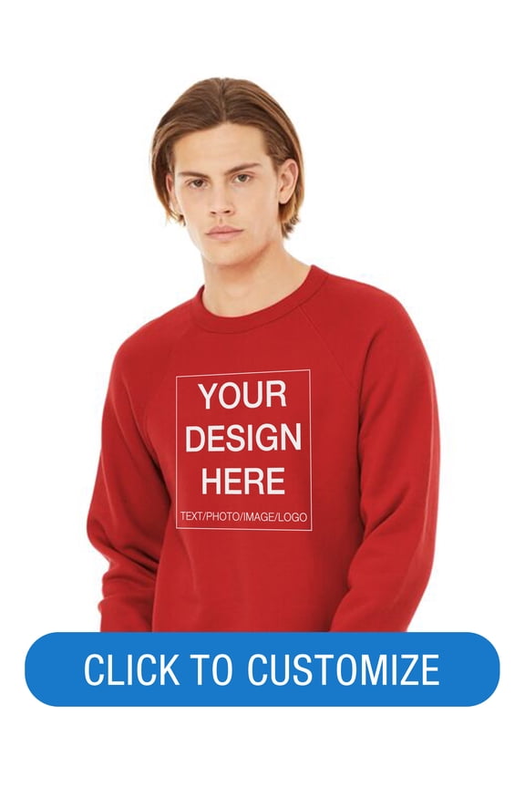 Adult Crew Neck Personalized Sweatshirt, Create your own Designs, Red, Large, Unisex