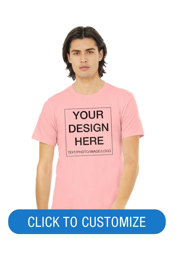 Adult Crew Neck Personalized T-Shirt, Create Your Own Designs, Pink, Medium, Unisex