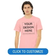 BELLA+CANVAS Adult Crew Neck Personalized T-Shirt, Create Your Own Designs, Pink, Medium, Unisex