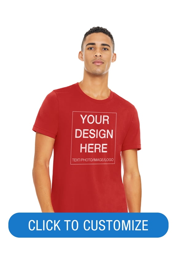 Adult Crew Neck Personalized T-Shirt, Create Your Own Designs, Red, Large, Unisex