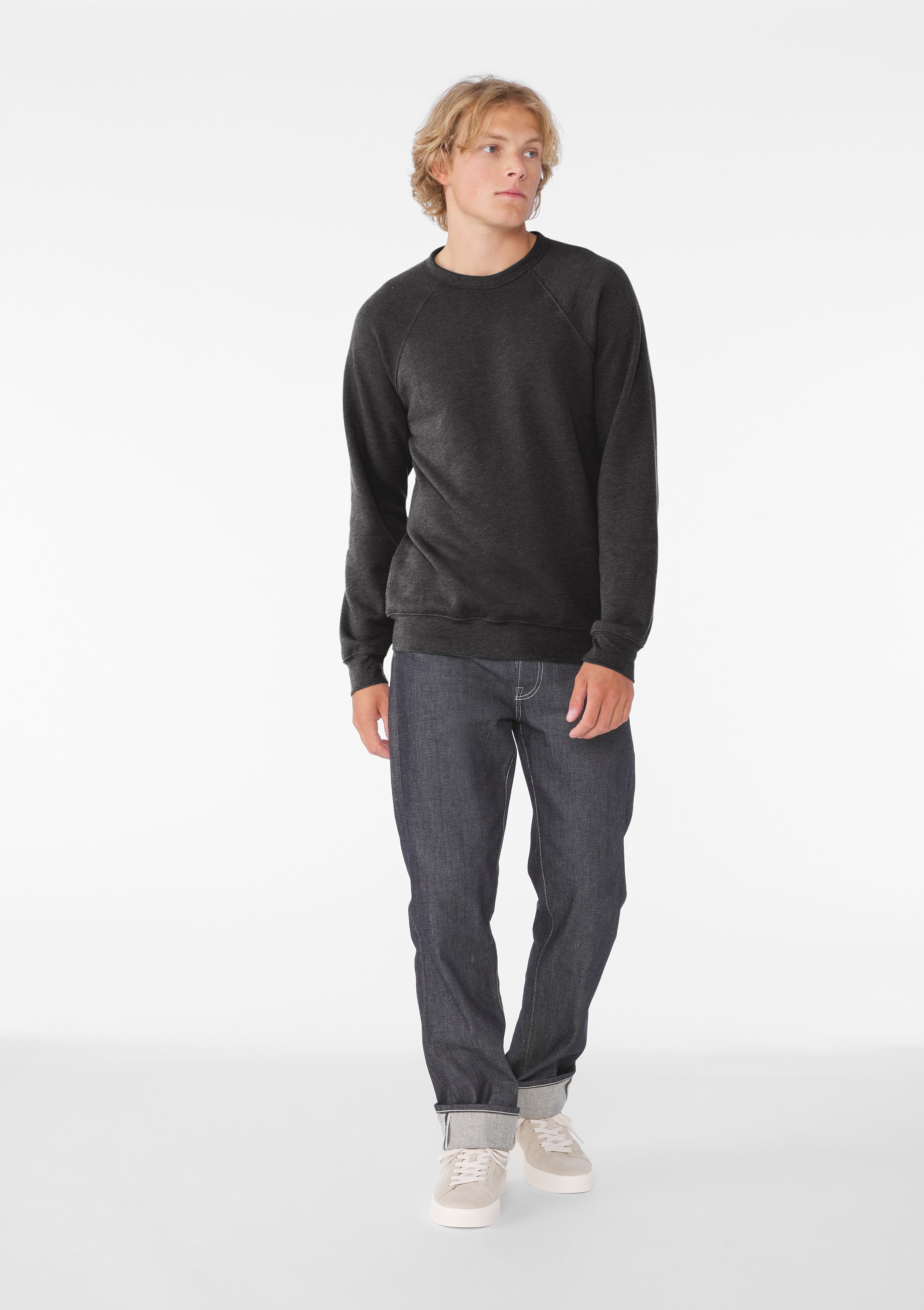 BELLA+CANVAS Adult Crew Neck Personalized Sweatshirt, Create your own Designs, Dark Grey Heather, Medium, Unisex