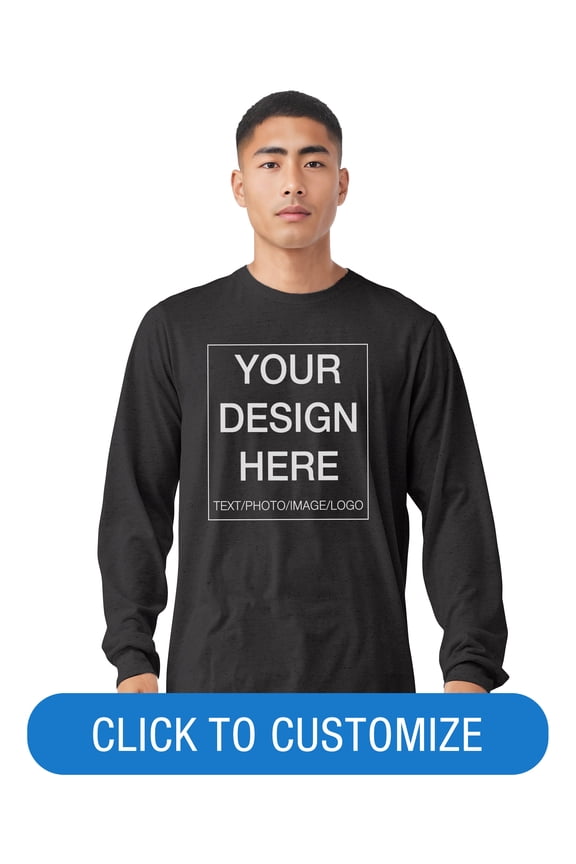 Adult Crew Neck Personalized Fleece Raglan Long Sleeve T-Shirt, Create your own Designs, Dark Grey Heather, Small, Unisex