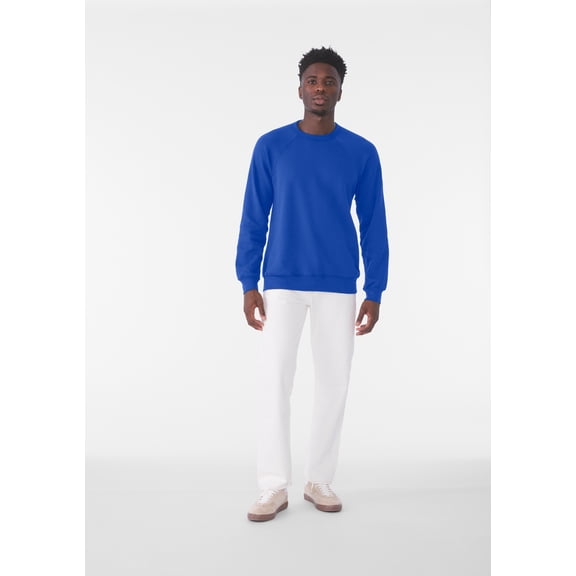 BELLA+CANVAS Adult Crew Neck Personalized Fleece Raglan Long Sleeve T-Shirt, Create your own Designs, True Royal, Medium, Unisex