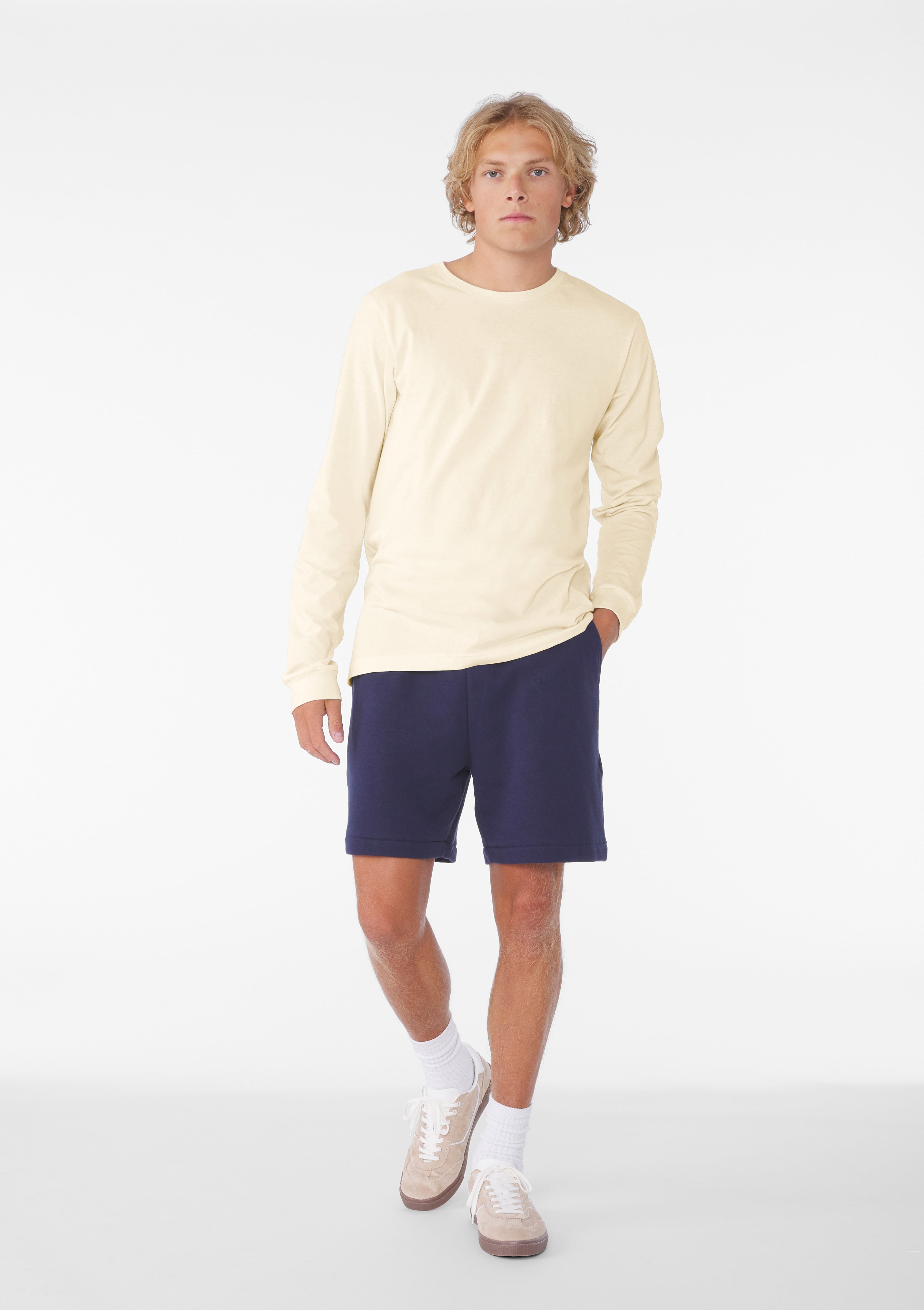 BELLA+CANVAS Adult Crew Neck Personalized Long Sleeve T-Shirt, Create your own Designs, Natural, Medium, Unisex