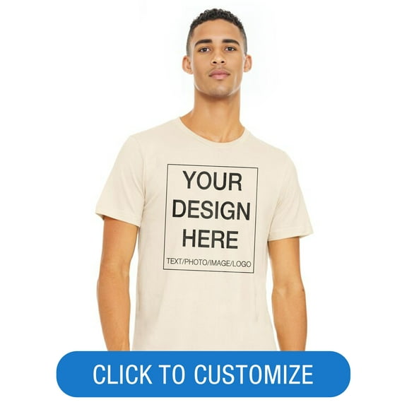 BELLA+CANVAS Adult Crew Neck Personalized Short Sleeve T-Shirt, Create your own Designs, Natural, XXlarge, Unisex