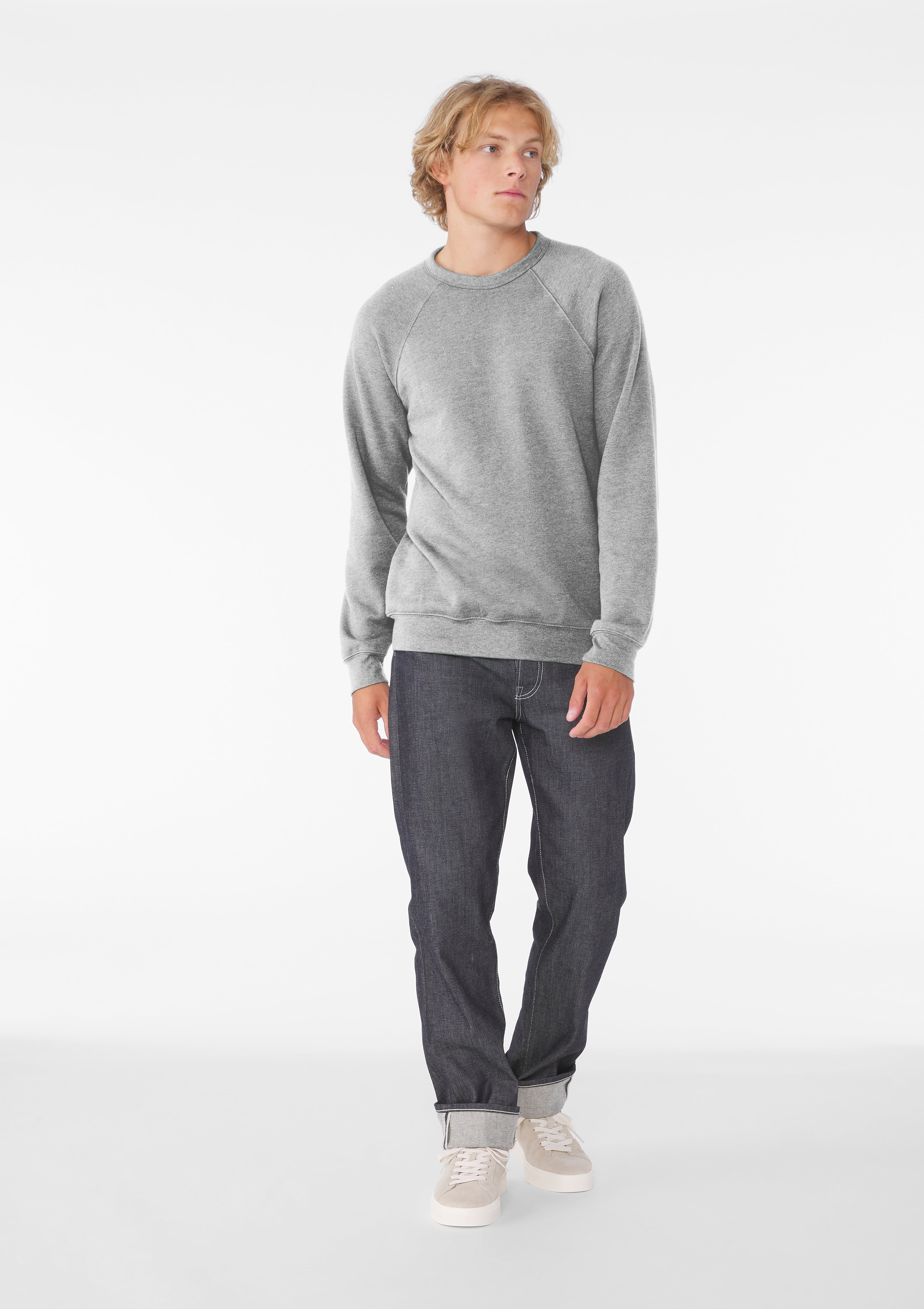 BELLA+CANVAS Adult Crew Neck Personalized Sweatshirt, Create your own Designs, Athletic Heather, Grey, Large, Unisex