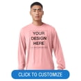thumbnail image 1 of BELLA+CANVAS Adult Long Sleeve Personalized T-Shirt, Create Your Own Designs, Pink, Small, Unisex, 1 of 8