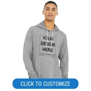 BELLA+CANVAS Adult Pullover Personalized Hoodie, Create Your Own Designs, Athletic Heather, Large, Unisex