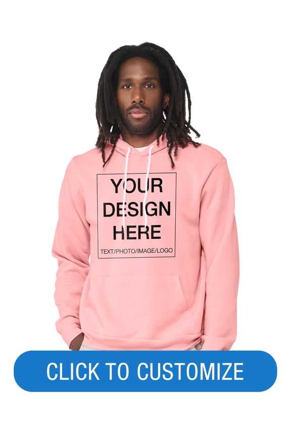 Adult Pullover Personalized Hoodie, Create Your Own Designs, Pink, XL, Unisex
