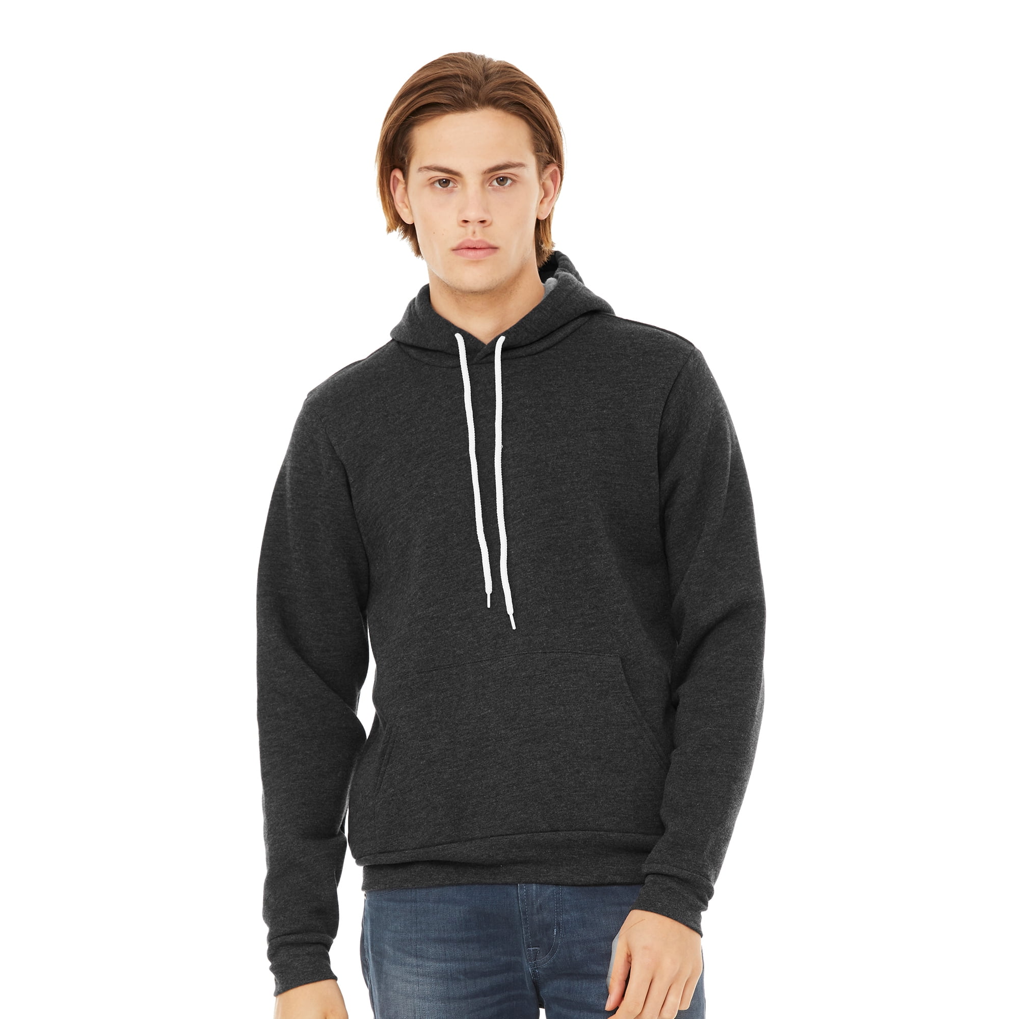 BELLA + CANVAS BELLA+CANVAS Adult Unisex Fleece Pullover Hoodie Sweatshirt, Small, Dark Grey Heather, 2-Pack