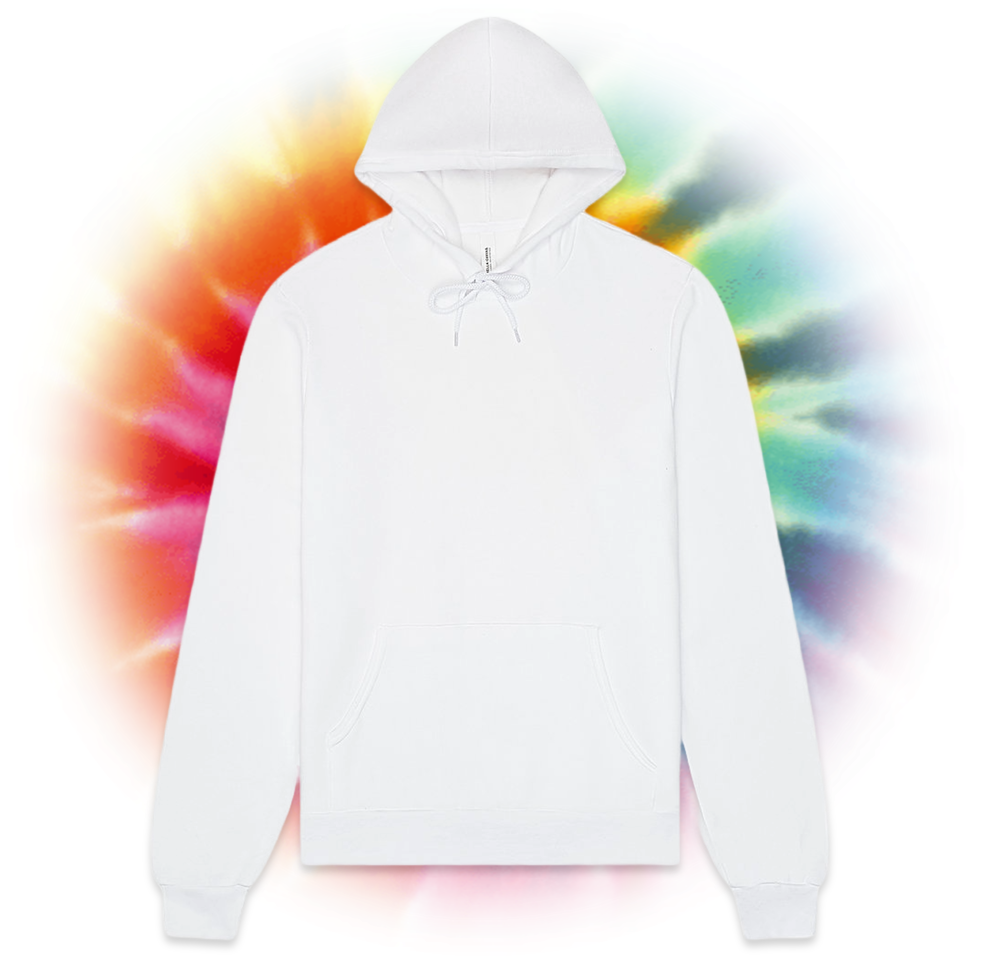 BELLA+CANVAS Adult Unisex Fleece Pullover Hoodie Sweatshirt for Tie-Dyeing, Large, White