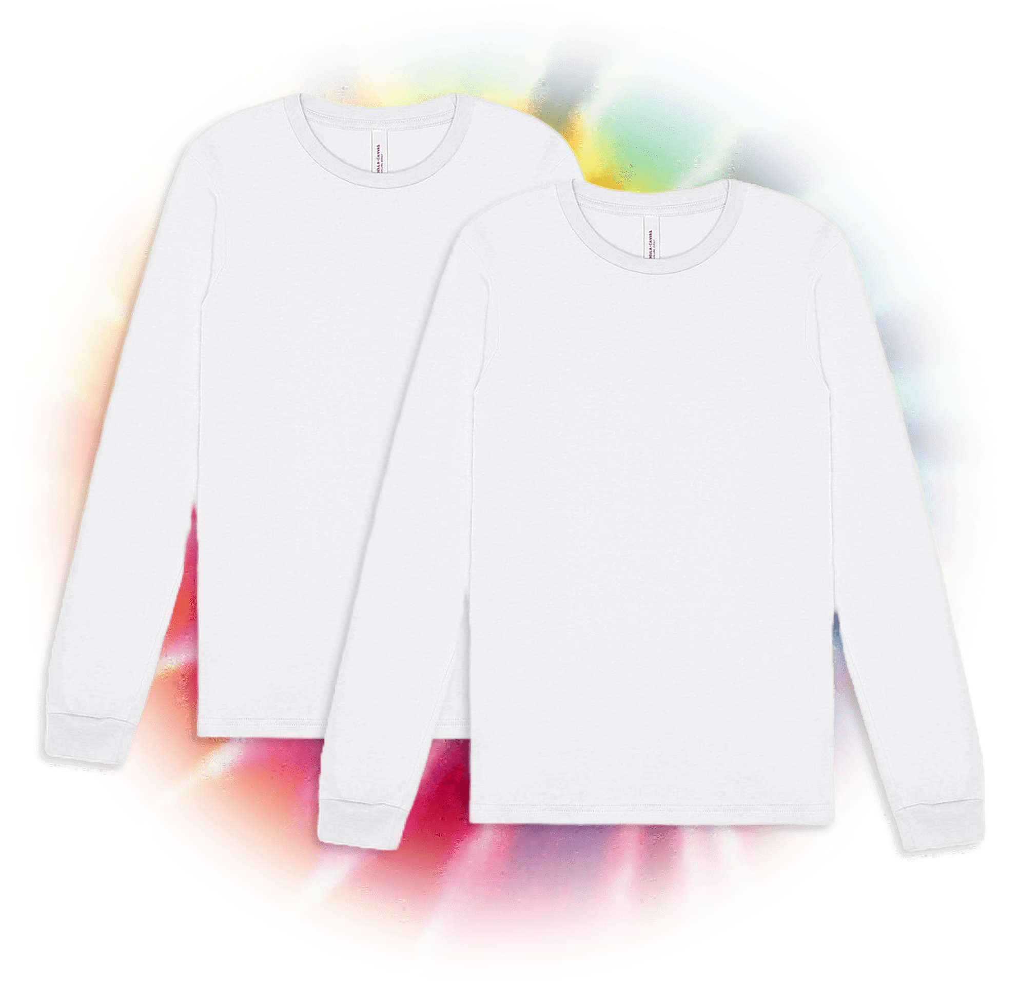 BELLA+CANVAS Adult Unisex Long Sleeve Crew T-Shirt for Tie-Dyeing, 2-Pack, 4XL, White