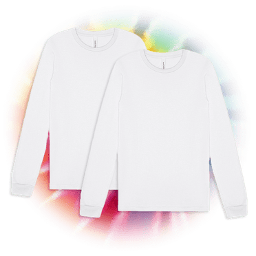 BELLA CANVAS Adult Unisex Long Sleeve Crew T-Shirt for Tie-Dyeing, 2-Pack, 4XL, White