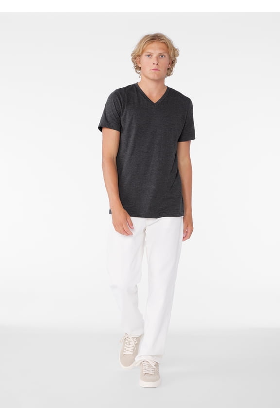 Adult V Neck Personalized T-Shirt, Create your own Designs, Dark Grey Heather, Samll, Unisex