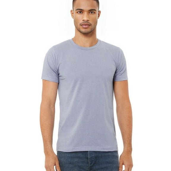 BELLA   CANVAS CVC Jersey Tee for Men, Eco-friendly Cotton/Poly Blank Shirt, Single Pack, Heather Blue, 2XL