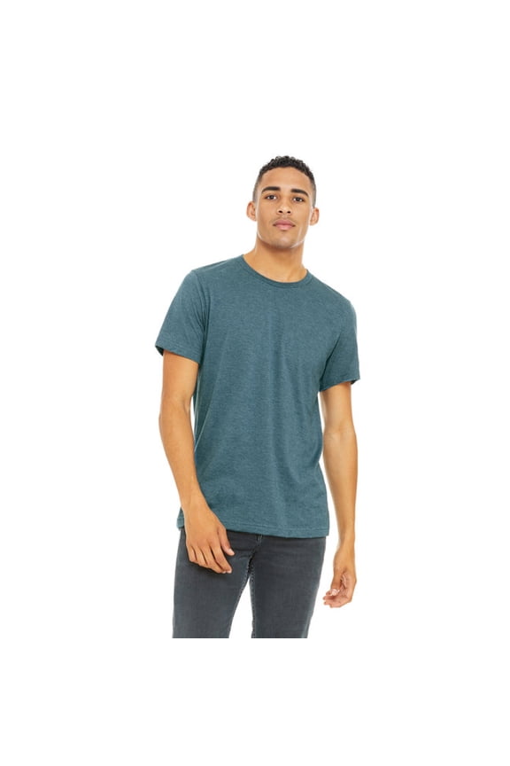 BELLA + CANVAS CVC Jersey Tee for Men, Eco-friendly Cotton/Poly Blank Shirt, Single Pack, Heather Deep Teal, M