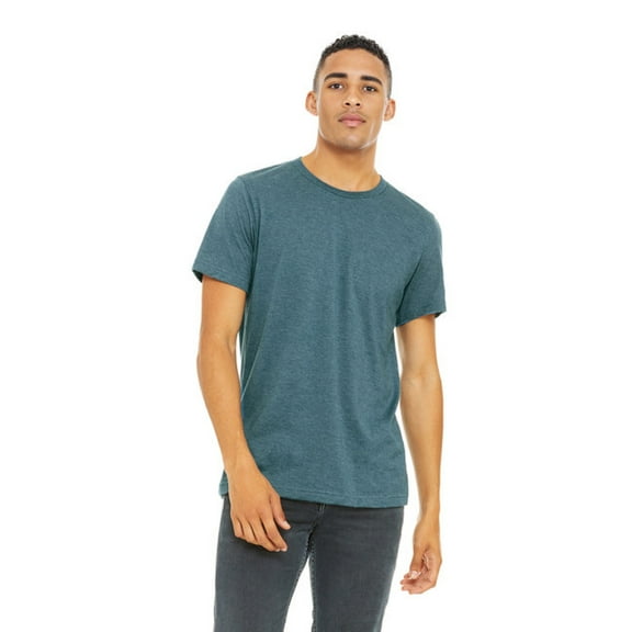 BELLA   CANVAS CVC Jersey Tee for Men, Eco-friendly Cotton/Poly Blank Shirt, Single Pack, Heather Deep Teal, S