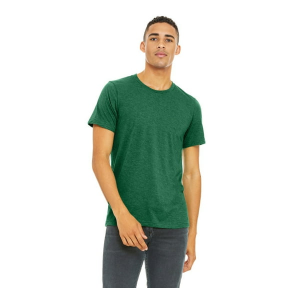 BELLA CANVAS CVC Jersey Tee for Men, Eco-friendly Cotton/Poly Blank Shirt, Single Pack, Heather Grass Green, L