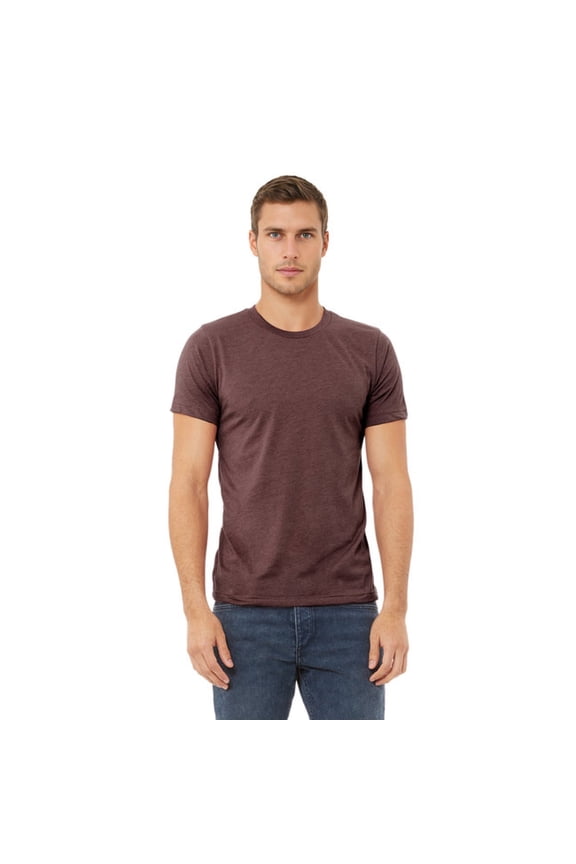 BELLA + CANVAS CVC Jersey Tee for Men, Eco-friendly Cotton/Poly Blank Shirt, Single Pack, Heather Maroon, L