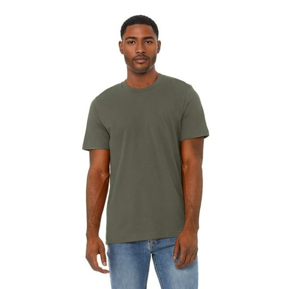 BELLA   CANVAS CVC Jersey Tee for Men, Eco-friendly Cotton/Poly Blank Shirt, Single Pack, Heather Military Green, 4XL