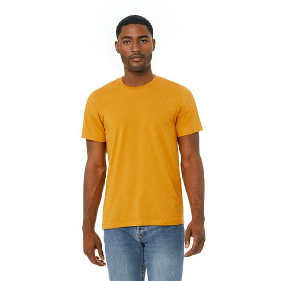 BELLA + CANVAS CVC Jersey Tee for Men, Eco-friendly Cotton/Poly Blank Shirt, Single Pack, Heather Mustard, 2XL