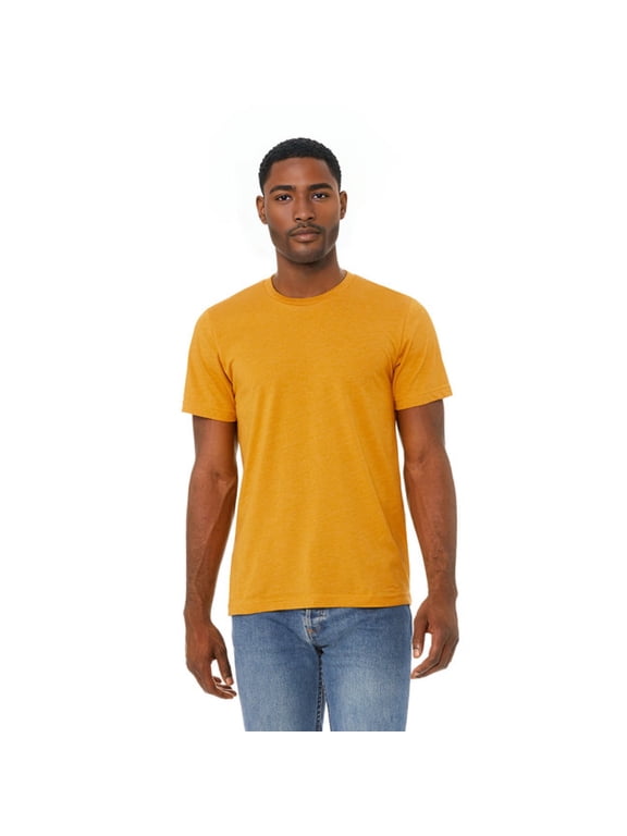 BELLA + CANVAS CVC Jersey Tee for Men, Eco-friendly Cotton/Poly Blank Shirt, Single Pack, Heather Mustard, XL