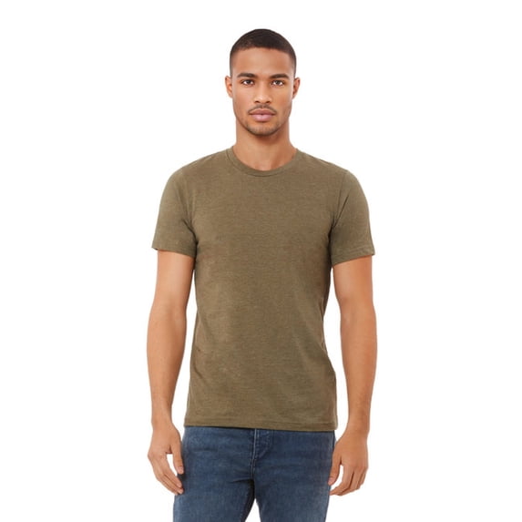 BELLA + CANVAS CVC Jersey Tee for Men, Eco-friendly Cotton/Poly Blank Shirt, Single Pack, Heather Olive, 2XL