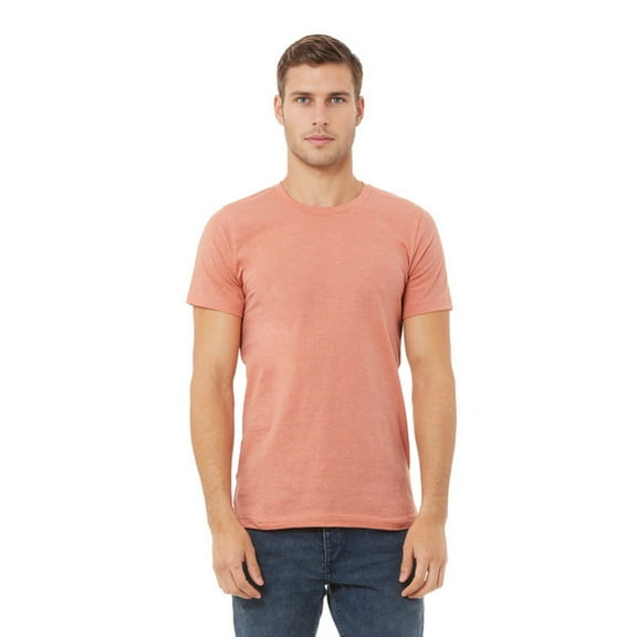 BELLA CANVAS CVC Jersey Tee for Men, Eco-friendly Cotton/Poly Blank Shirt, Single Pack, Heather Prism Sunset, XL
