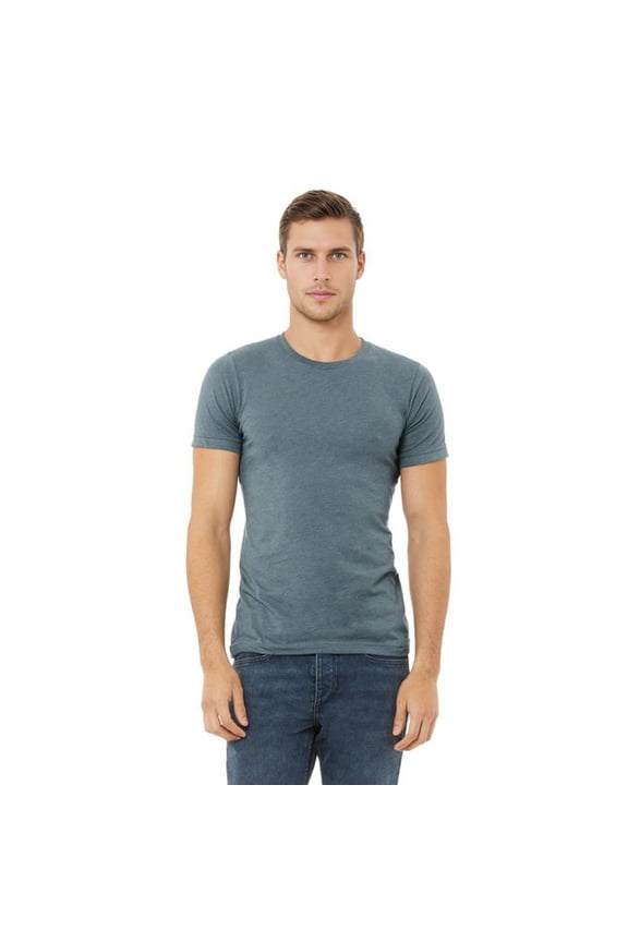BELLA + CANVAS CVC Jersey Tee for Men, Eco-friendly Cotton/Poly Blank Shirt, Single Pack, Heather Slate, M