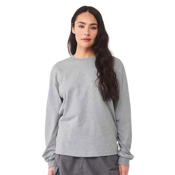 BELLA + CANVAS Heavyweight Long Sleeve T-Shirts,100% Ring-spun Cotton Crewneck Tee Shirts for Men (Athletic Heather , XL)