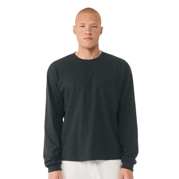 BELLA + CANVAS Heavyweight Long Sleeve T-Shirts,100% Ring-spun Cotton Crewneck Tee Shirts for Men (Dark Grey , S)