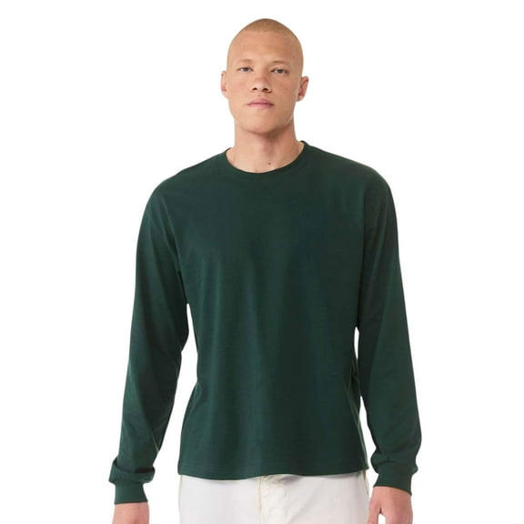 BELLA + CANVAS Heavyweight Long Sleeve T-Shirts,100% Ring-spun Cotton Crewneck Tee Shirts for Men (Forest , XL)