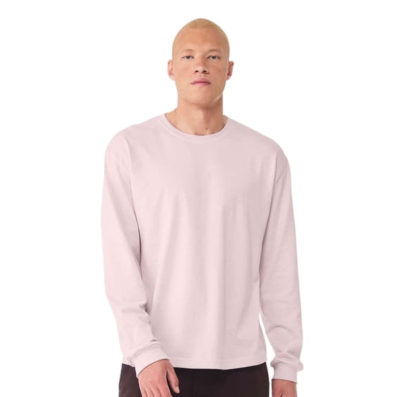 BELLA + CANVAS Heavyweight Long Sleeve T-Shirts,100% Ring-spun Cotton Crewneck Tee Shirts for Men (Dark Grey+Athletic Heather 2 Pack, S)
