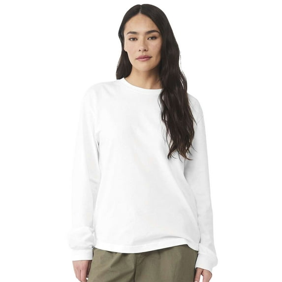 BELLA + CANVAS Heavyweight Long Sleeve T-Shirts,100% Ring-spun Cotton Crewneck Tee Shirts for Men (White , S)