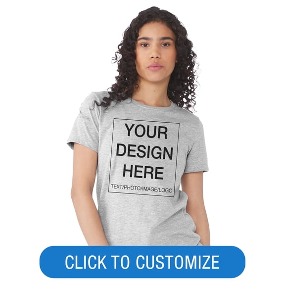 BELLA+CANVAS Ladies Crew Neck Personalized T-Shirt, Create your own Designs, Athletic Heather, Grey, Medium