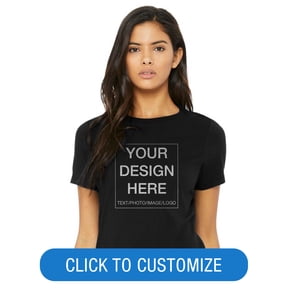 BELLA+CANVAS Ladies Crew Neck Personalized T-Shirt, Create your own Designs, Black, Large