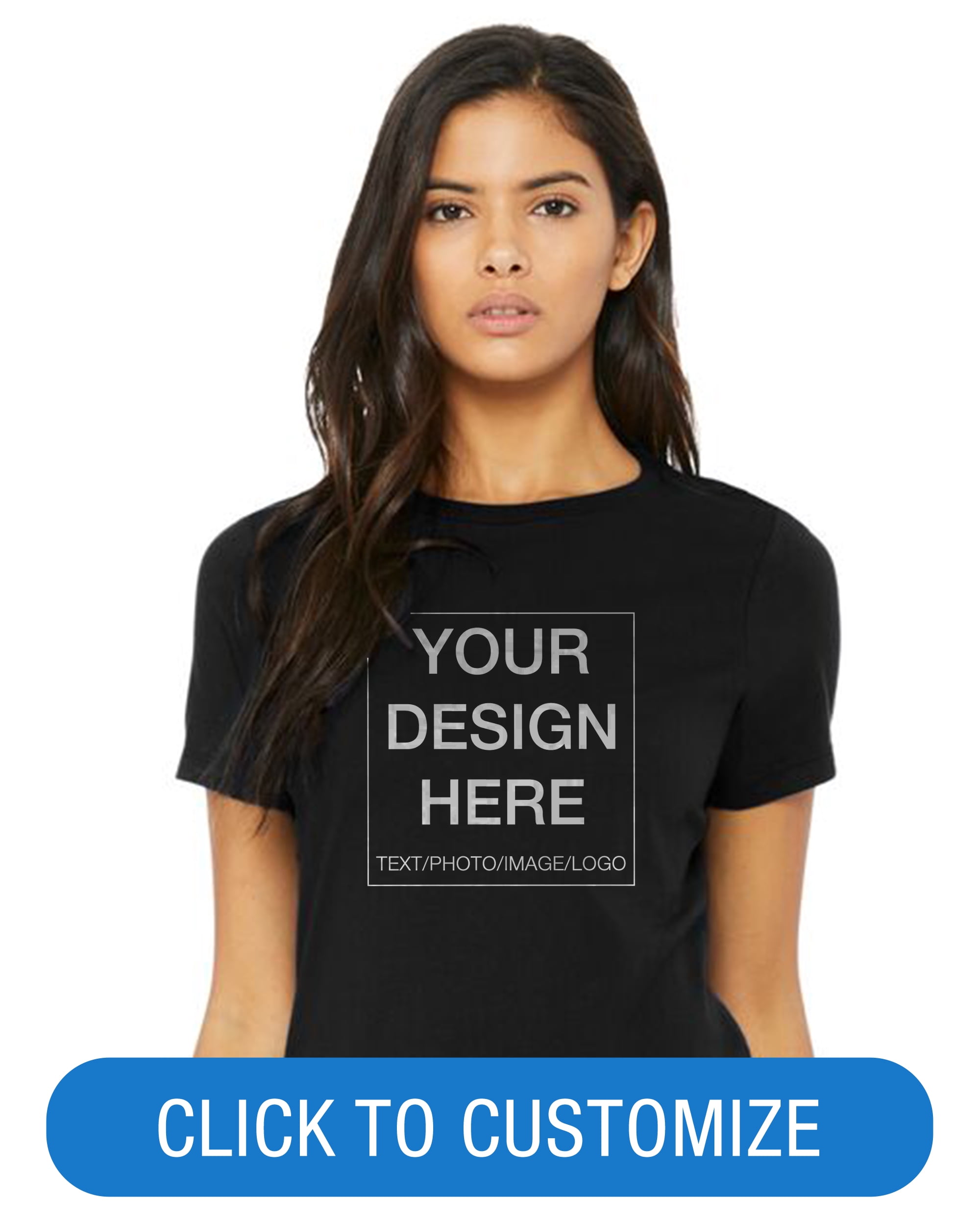 BELLA+CANVAS Ladies Crew Neck Personalized T-Shirt, Create your own Designs, Black, XXL