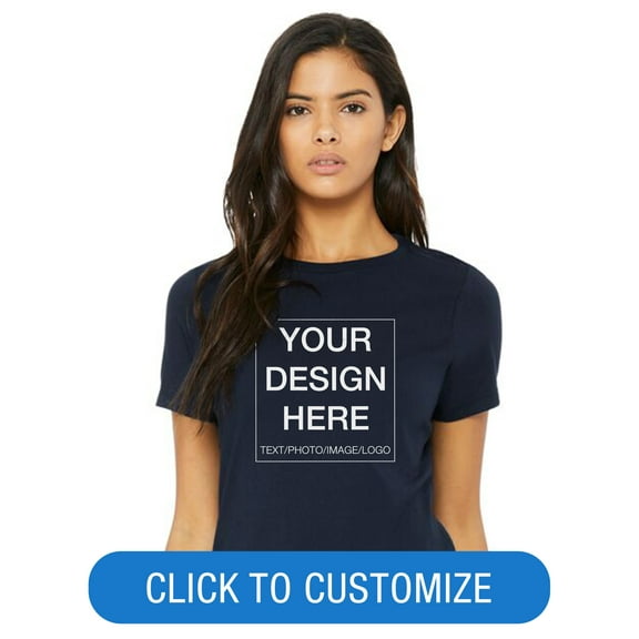 BELLA+CANVAS Ladies Crew Neck Personalized T-Shirt, Create your own Designs, Navy, XXL