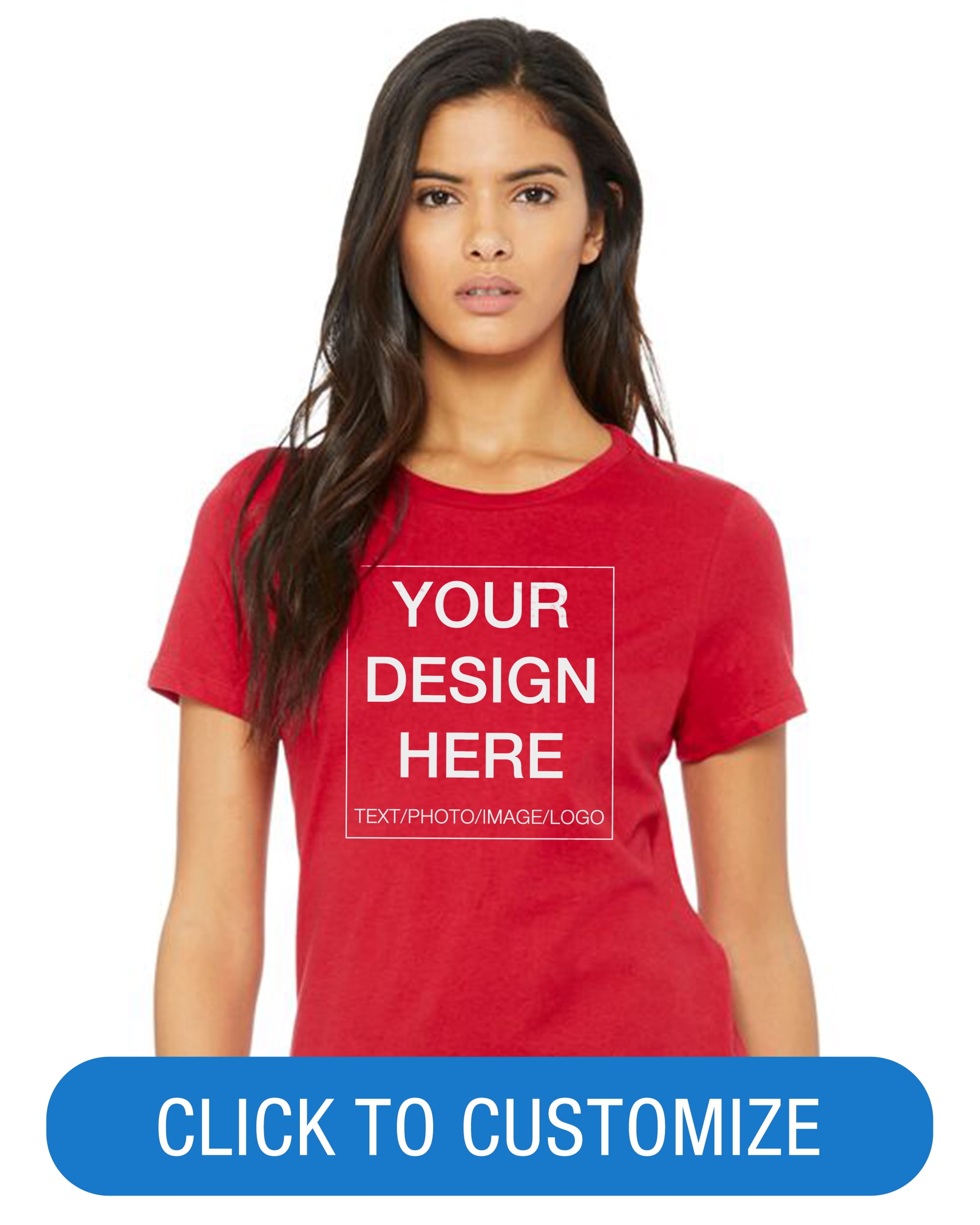 BELLA+CANVAS Ladies Crew Neck Personalized T-Shirt, Create your own Designs, Red, XXL