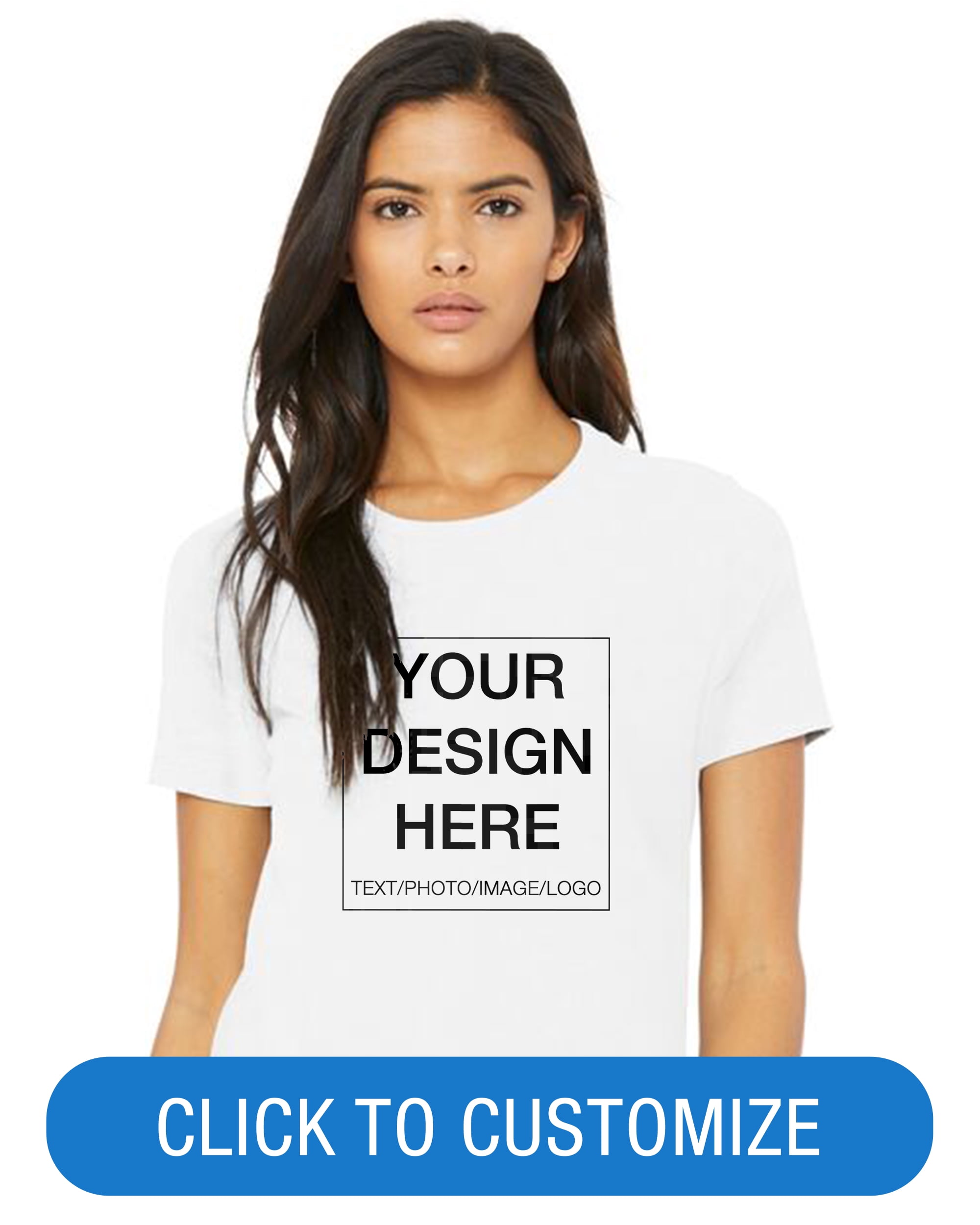 BELLA+CANVAS Ladies Crew Neck Personalized T-Shirt, Create your own Designs, White, XXL