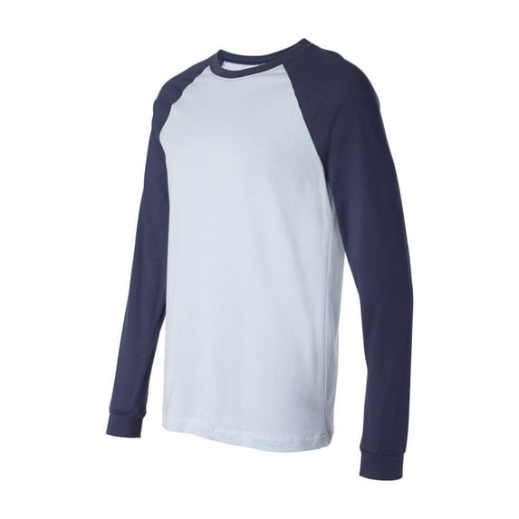 BELLA + CANVAS - Long Sleeve Jersey Baseball Tee - 3000 - Light Blue/ Navy