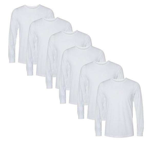 BELLA + CANVAS - Long Sleeve T-Shirt | 3.8oz 50/25/25 Polyester Combed and Ring-Spun Cotton/Rayon, Solid White Triblend Color Tee, Size 3XL, Pack of 6