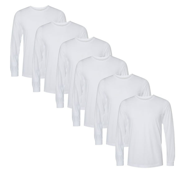 BELLA + CANVAS - Long Sleeve T-Shirt | 3.8oz 50/25/25 Polyester Combed and Ring-Spun Cotton/Rayon, Solid White Triblend Color Tee, Size S, Pack of 6