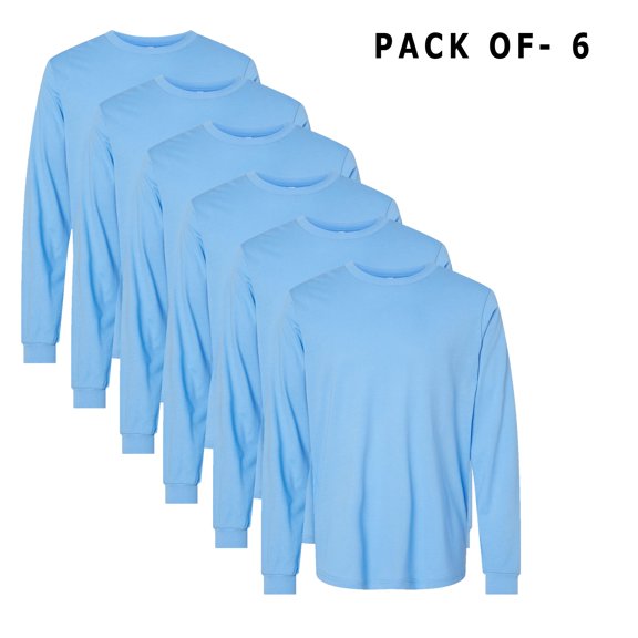 BELLA + CANVAS Long Sleeve Tee | Jersey Tee for Men's | 100% Soft Cotton | Pack of 6 | L Size