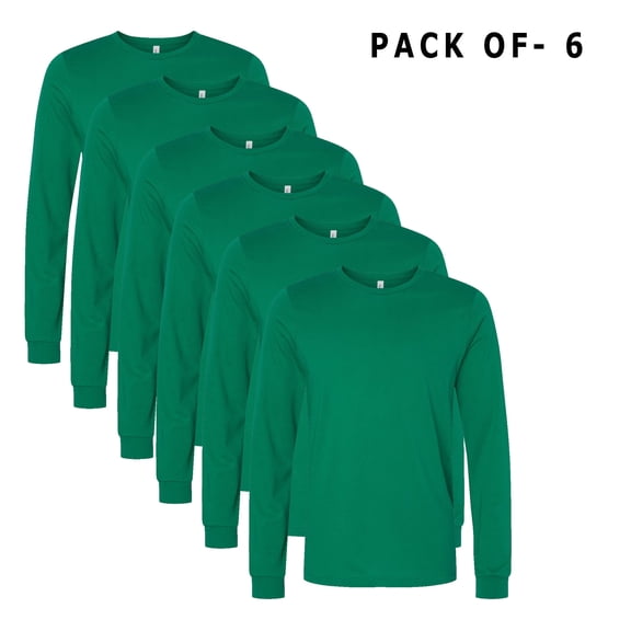BELLA + CANVAS Long Sleeve Tee | Men's Jersey Tee | 100% Soft Cotton | Pack of 6 | 3xl Size